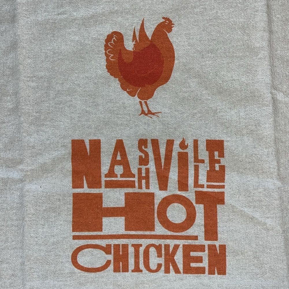 Vintage Authentic Nashville HOT Chicken white cotton crepe Dish Towel kitchen - Picture 2 of 2